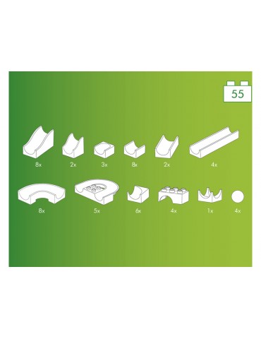 HUBELINO kamuoliukų takelis - komplektas be strypų 55 vnt.