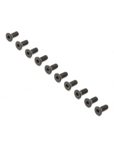 Losi Flat Head Screws, Steel, Black Oxide, M4x10mm (10)