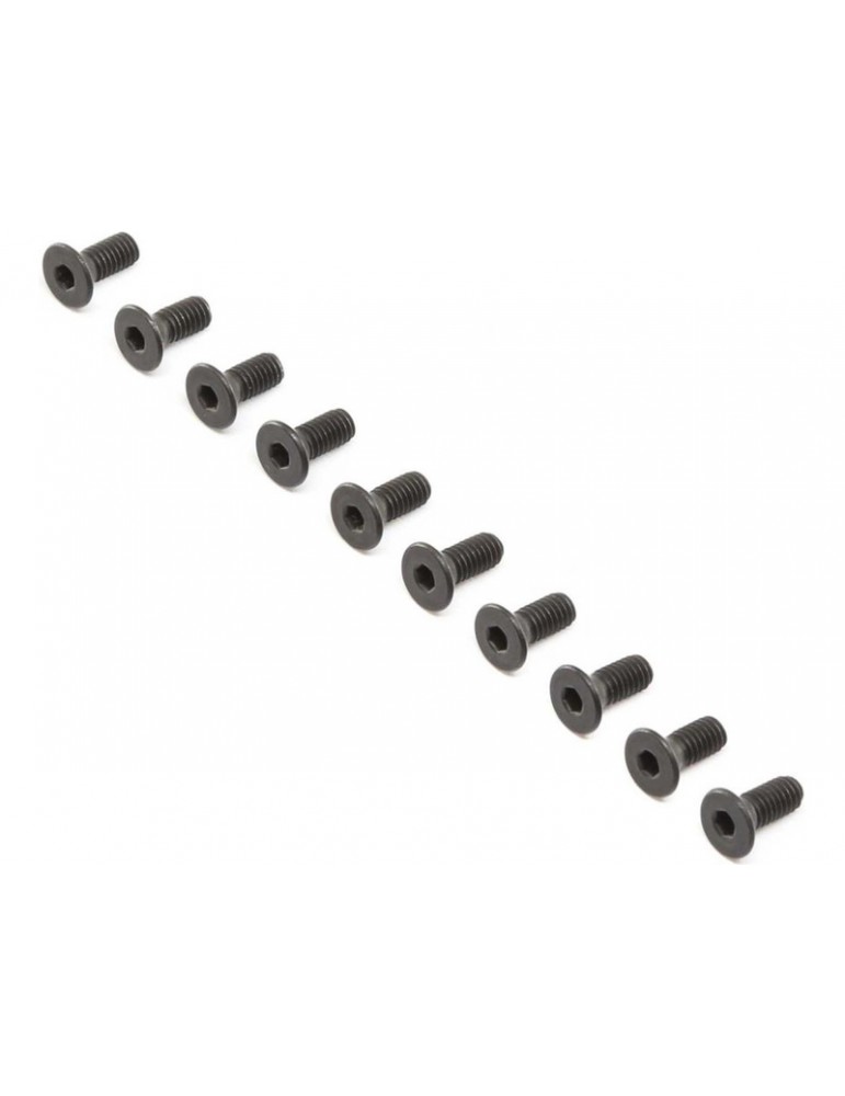 Losi Flat Head Screws, Steel, Black Oxide, M4x10mm (10)
