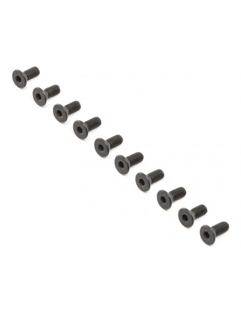 Losi Flat Head Screws, Steel, Black Oxide, M4x10mm (10)