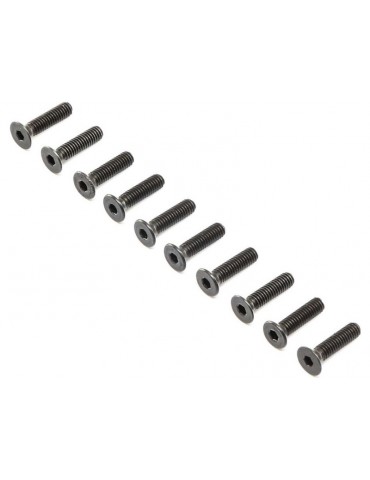 Losi Flat Head Screws, Steel, Black Oxide, M4x16mm (10)