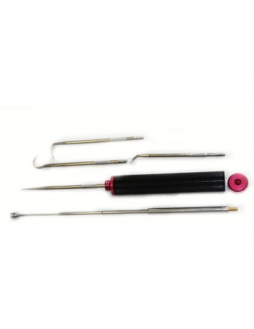 Tool with exchangeable hooks, magnet