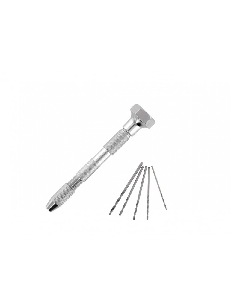 Modelcraft Pin Vice Swivel Top, 5 Drill Bits