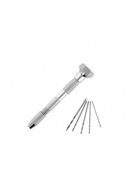 Modelcraft Pin Vice Swivel Top, 5 Drill Bits