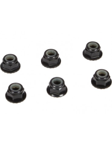 4mm Aluminum Serrated Lock Nuts, Black (6)