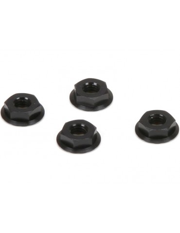 M4 Aluminum Serrated Nuts, Low Profile, Black (4)