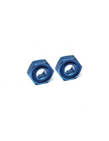 Traxxas Wheel hubs, hex (blue-anodized, aluminum) (2)/ axle pins(4)