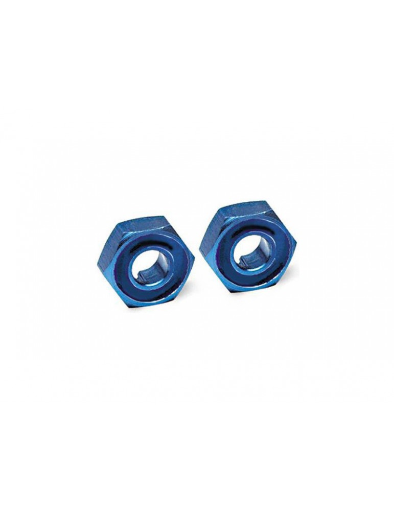 Traxxas Wheel hubs, hex (blue-anodized, aluminum) (2)/ axle pins(4)