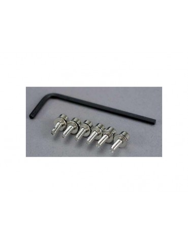 Traxxas Screws, 3x10mm caphead machine (hex drive) (6)/ lockwashers (6)