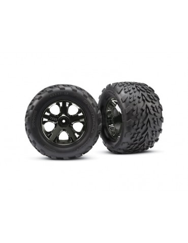 Traxxas Wheels 2.8", All-Star black chrome wheels, 19mm, Talon tires, foam inserts (pair)