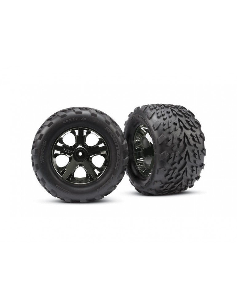 Traxxas Wheels 2.8", All-Star black chrome wheels, 19mm, Talon tires, foam inserts (pair)
