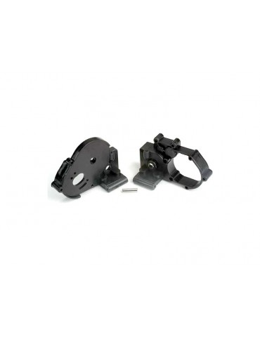 Traxxas Gearbox halves (l&r) (black) w/ idler gear shaft