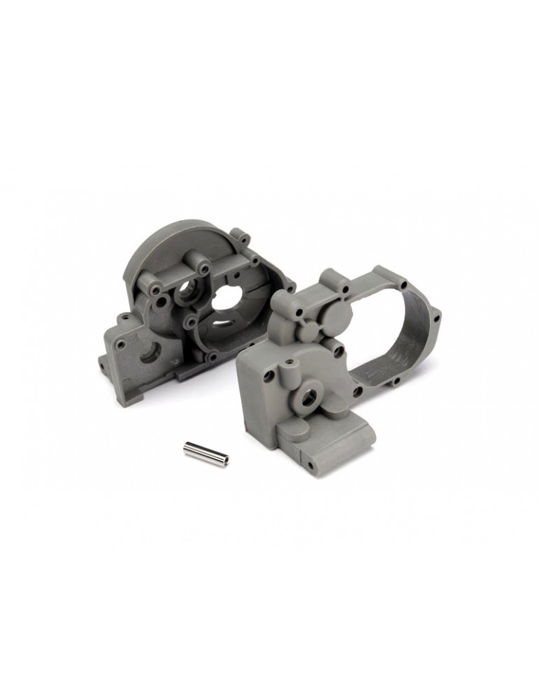 Traxxas Gearbox halves (l&r) (grey) w/ idler gear shaft