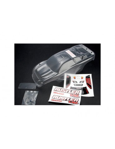 Traxxas Body, Rustler (clear, requires painting)/window, lights decal sheet