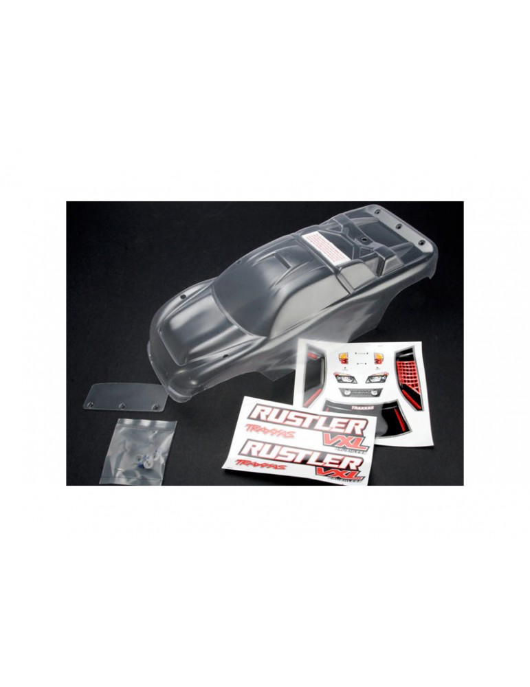 Traxxas Body, Rustler (clear, requires painting)/window, lights decal sheet