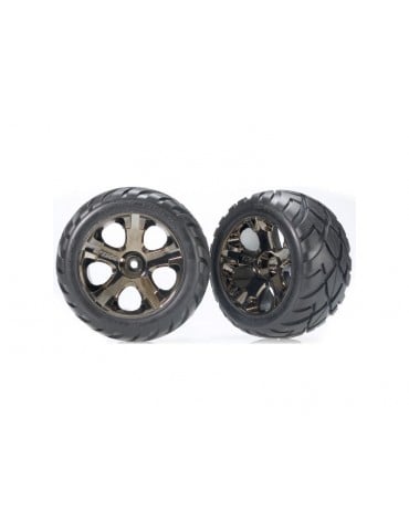 Traxxas Tires & wheels 2.8", All-Star black chrome wheels, Anaconda tires (pair)