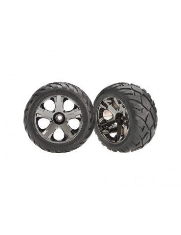 Traxxas Tires & wheels 2.8", All-Star black chrome wheels, Anaconda tires (pair) (nitro front)