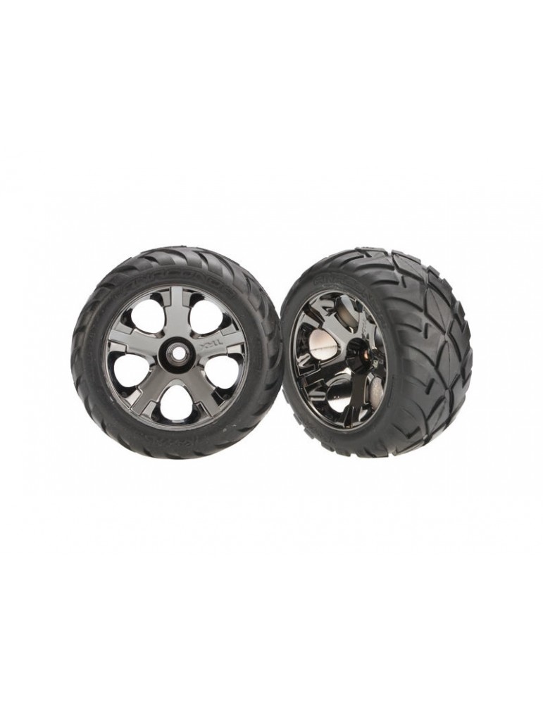 Traxxas Tires & wheels 2.8", All-Star black chrome wheels, Anaconda tires (pair) (nitro front)