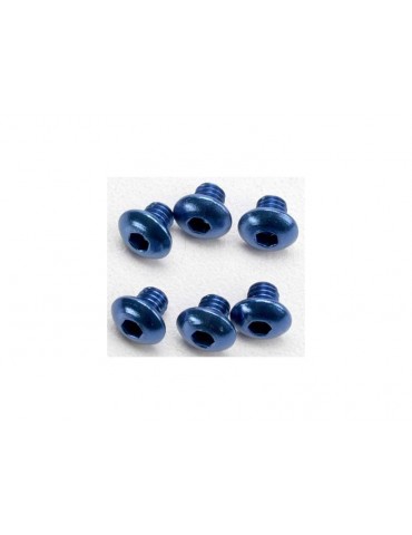 Traxxas Screws, M4x4mm button-head machine, aluminum (blue) (hex drive) (6)