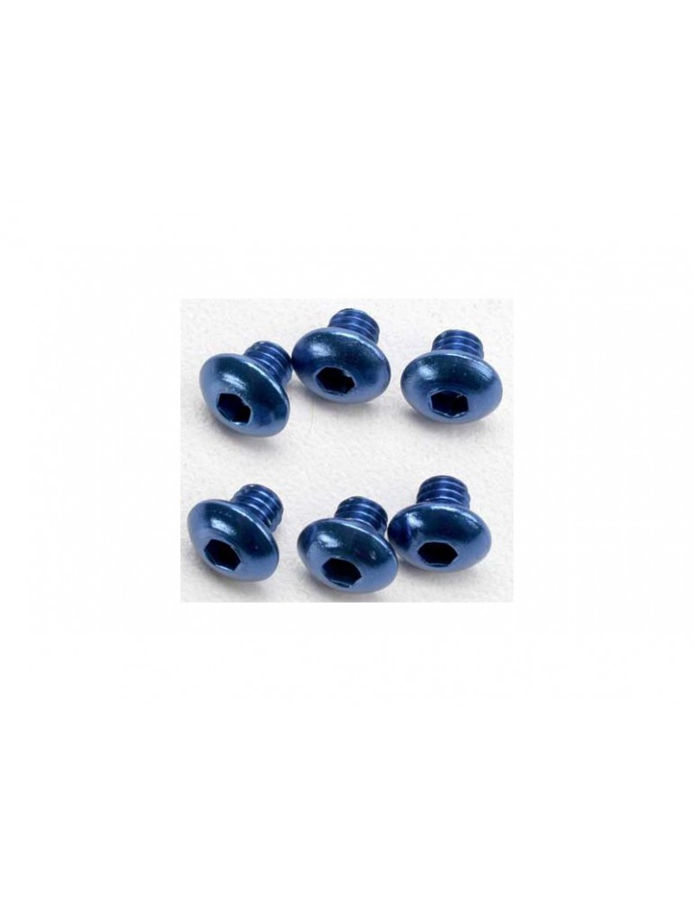 Traxxas Screws, M4x4mm button-head machine, aluminum (blue) (hex drive) (6)