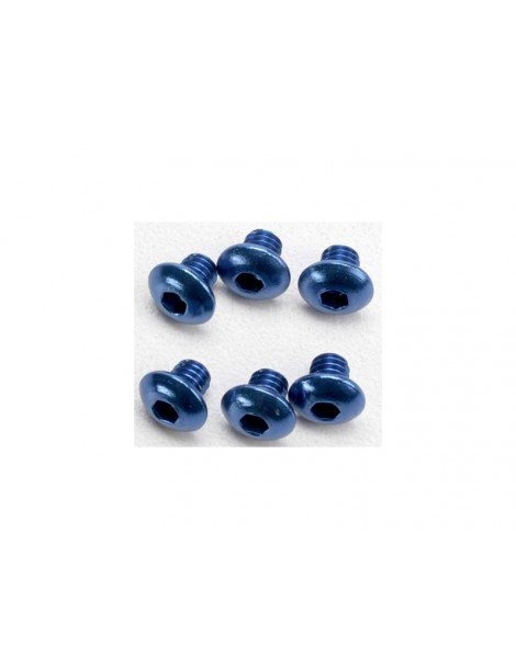 Traxxas Screws, M4x4mm button-head machine, aluminum (blue) (hex drive) (6)