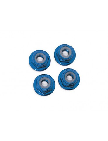 Traxxas Nuts, 5mm flanged nylon locking (aluminum, blue-anodized) (4)