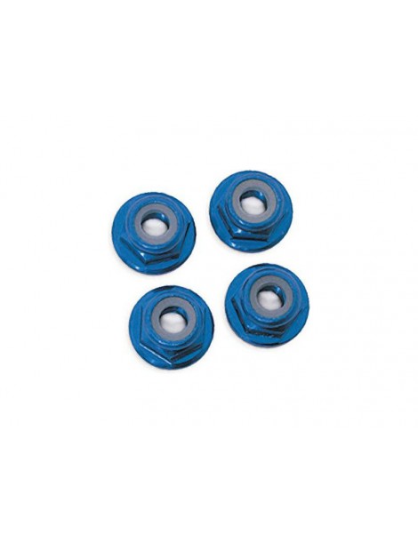 Traxxas Nuts, 5mm flanged nylon locking (aluminum, blue-anodized) (4)