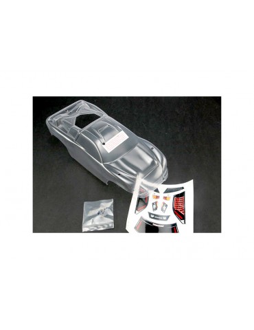 Traxxas Body, Nitro Rustler (clear)/window, grill, lights decal sheet/ wing
