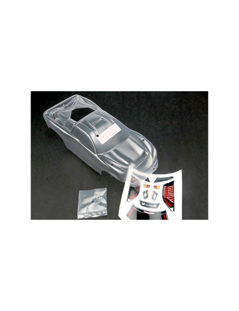 Traxxas Body, Nitro Rustler (clear)/window, grill, lights decal sheet/ wing