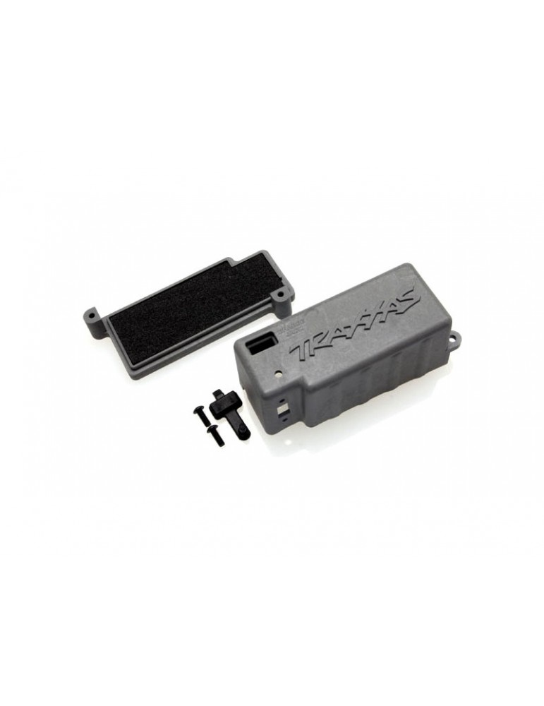 Traxxas Box, battery (grey)/ adhesive foam chassis pad/ charge jack plug (rubber)