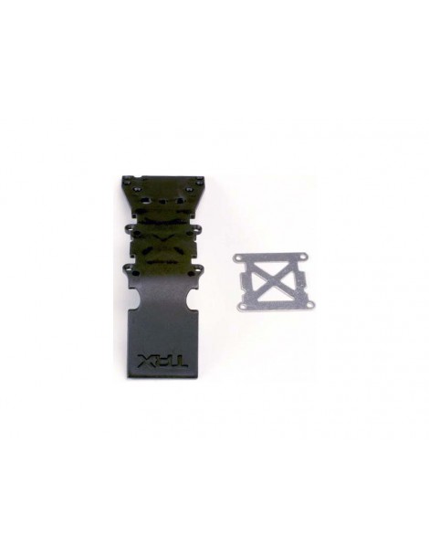 Traxxas Skidplate, front plastic (black)/ stainless steel plate
