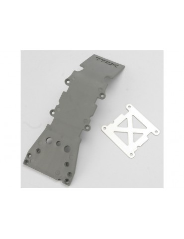 Traxxas Skidplate, front plastic (grey)/ stainless steel plate