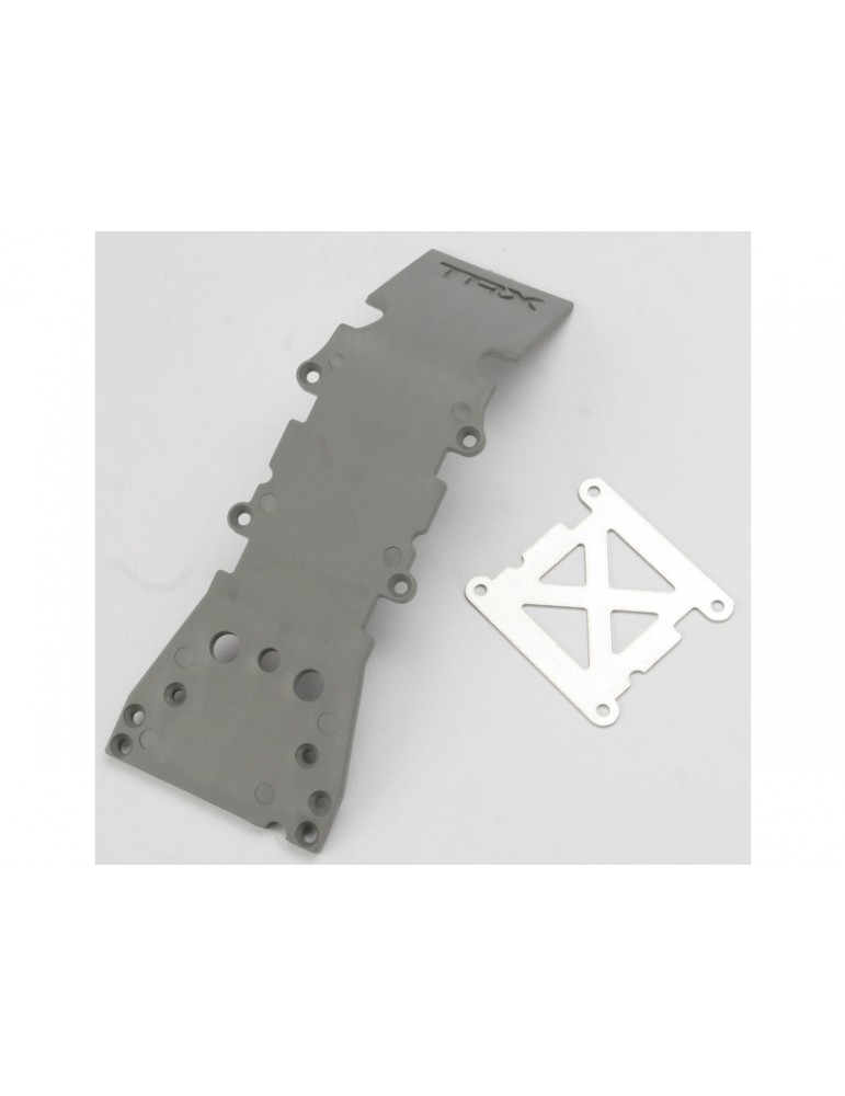 Traxxas Skidplate, front plastic (grey)/ stainless steel plate