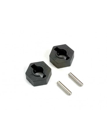 Traxxas Wheel hubs, hex (2)/ axle pins (2.5x12mm) (2)