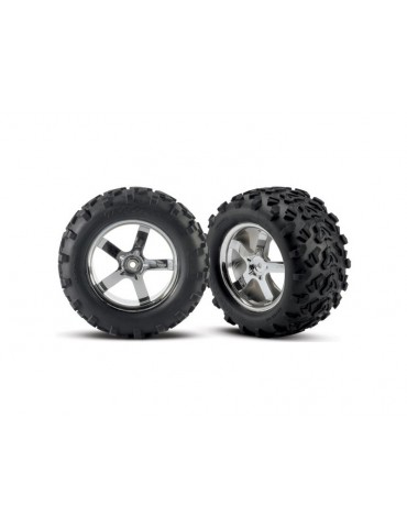 Traxxas Tires & wheels 3.8", Hurricane chrome wheels, Maxx tires (2)