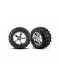 Traxxas Tires & wheels 3.8", Hurricane chrome wheels, Maxx tires (2)
