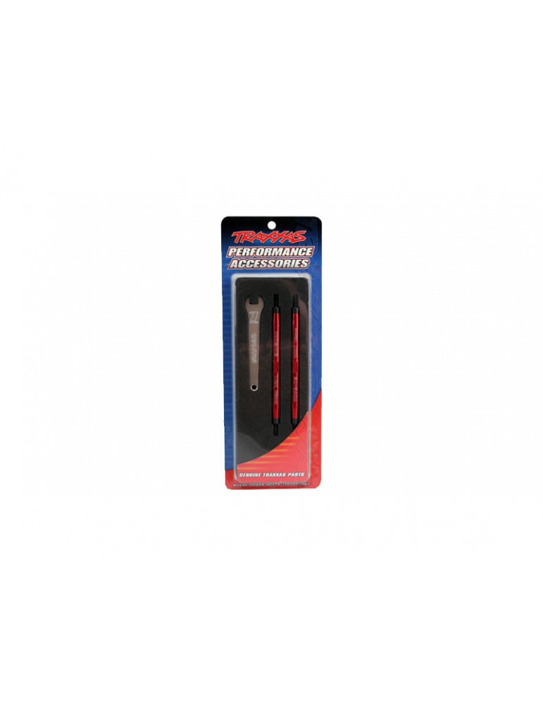 Traxxas Toe links, Maxx (Tubes red-anodized, 7075-T6 aluminum) (112mm, front) (2)