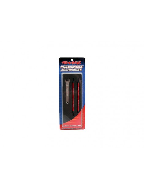 Traxxas Toe links, Maxx (Tubes red-anodized, 7075-T6 aluminum) (112mm, front) (2)