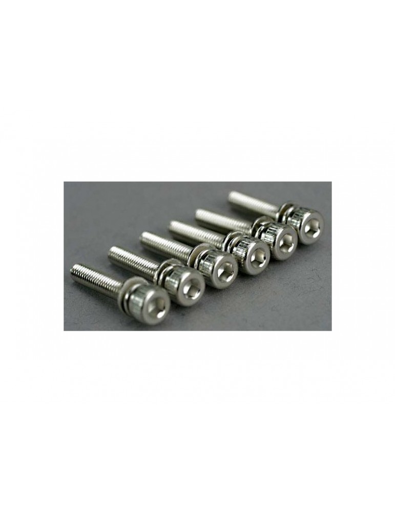Traxxas Screws, 3x15mm cap-head machine (hex drive) (with split and flat washers) (6)