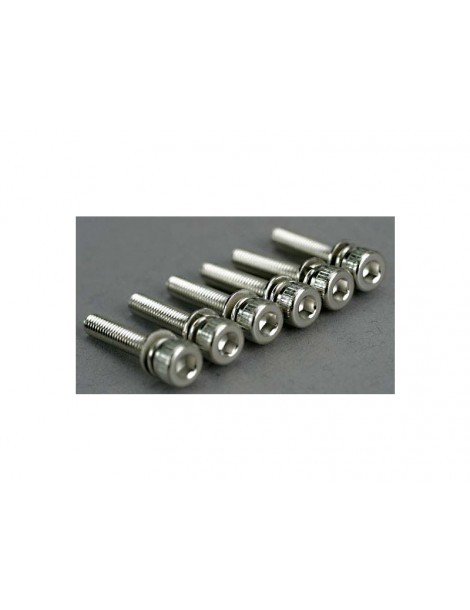 Traxxas Screws, 3x15mm cap-head machine (hex drive) (with split and flat washers) (6)