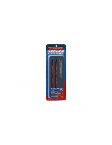 Traxxas Toe links, Maxx (Tubes red-anodized, 7075-T6 aluminum) (124mm, rear) (2)