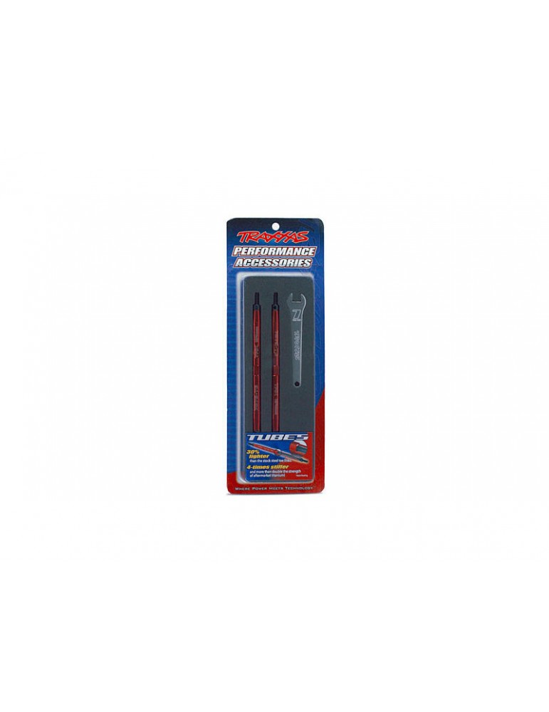 Traxxas Toe links, Maxx (Tubes red-anodized, 7075-T6 aluminum) (124mm, rear) (2)