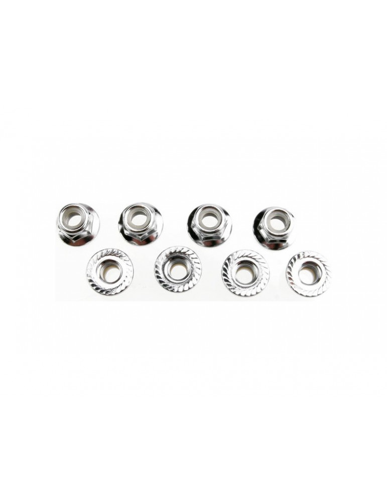 Traxxas Nuts, 5mm flanged nylon locking (steel, serrated) (8)