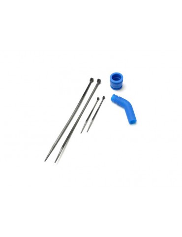 Traxxas Pipe coupler, molded (blue)/ exhaust deflecter (rubber, blue)