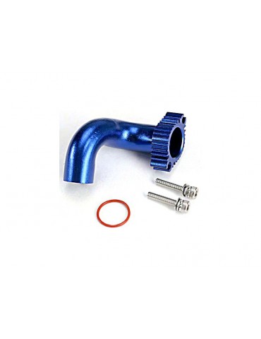 Traxxas Header, blue-anodized aluminum (for rear exhaust engines only) (TRX 2.5, 2.5R, 3.3)