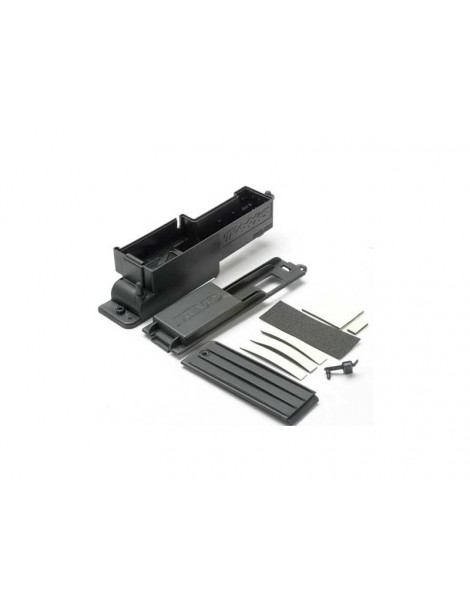 Traxxas Electronics box, right/ box cover/ charge jack plug (rubber)/ foam padding
