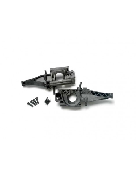 Traxxas Bulkhead, rear (L&R halves)/ diff retainer, rear/ 4x14mm BCS (2)