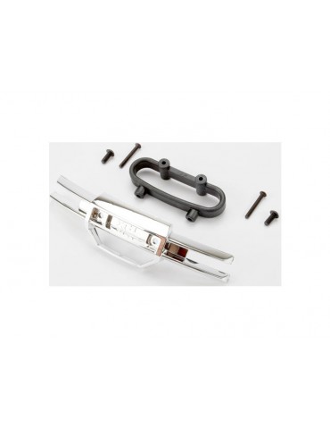 Traxxas Bumper, front (chrome)/ bumper mount, front/ 4x10mm BCS (2)/ 3x25mm BCS (2)