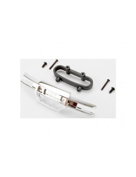 Traxxas Bumper, front (chrome)/ bumper mount, front/ 4x10mm BCS (2)/ 3x25mm BCS (2)