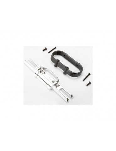 Traxxas Bumper, rear (chrome)/ bumper mount, rear/ 4x10mm BCS (2)/ 3x25mm BCS (2)